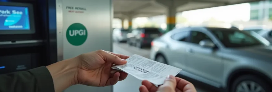 Voyageur stationnant sa voiture à l'aéroport Roissy avec terminal en arrière-plan