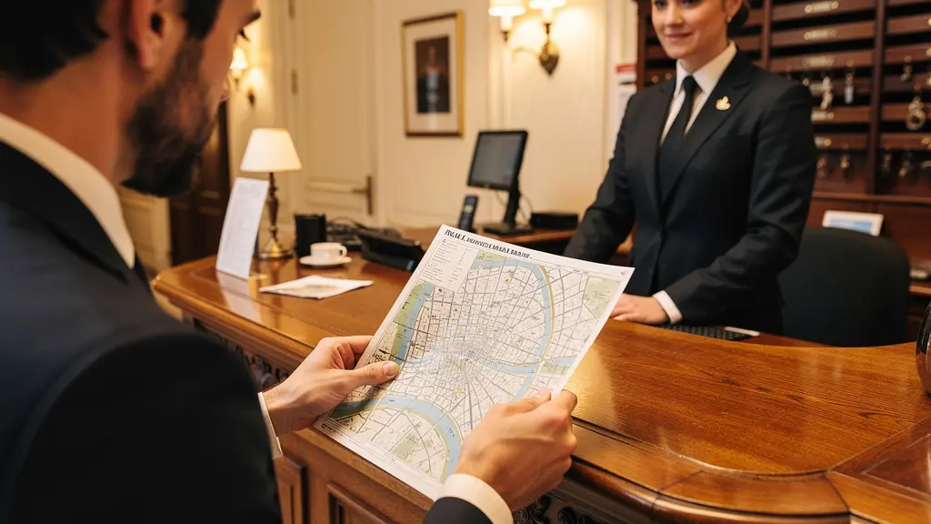 Hall d'hôtel parisien traditionnel accueil personnalisé